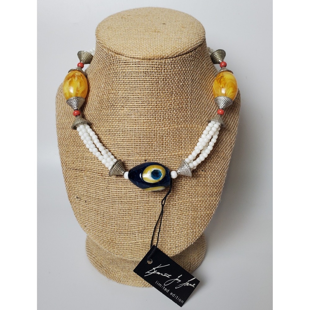 Kenneth Jay Lane Limited Edition‎ Evil Eye Eyeball Glass Bead Statement Necklace